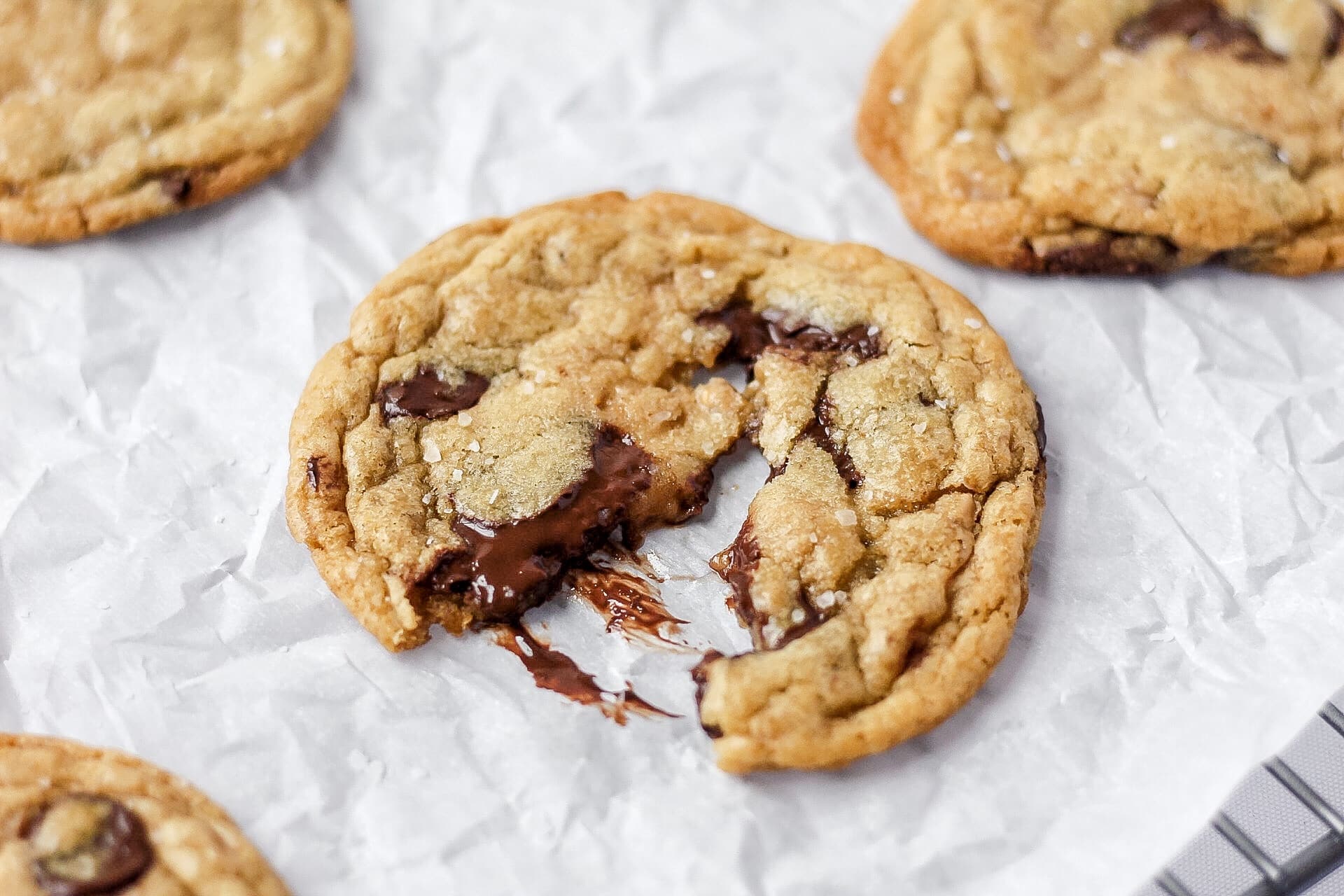 brown butter chocolate chip cookies with melty chocolate