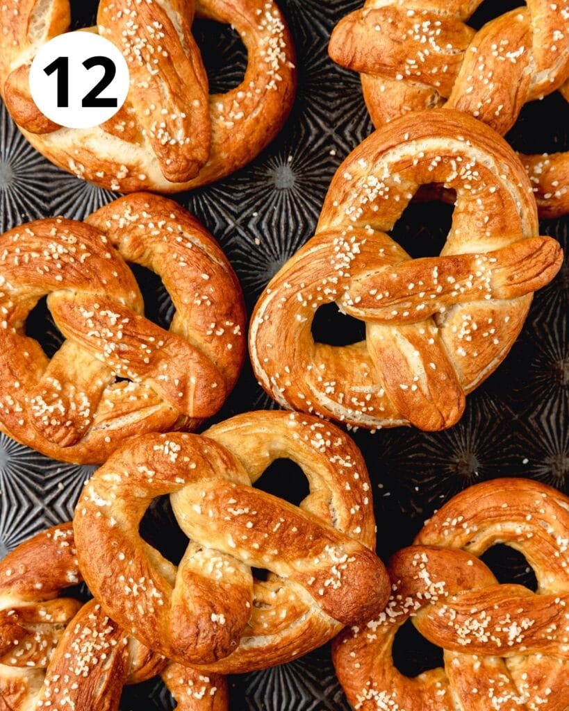 sourdough pretzels after baking