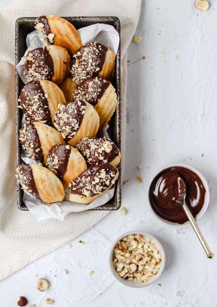 dark chocolate hazelnut madeleines