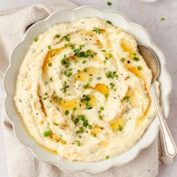 close up of brown butter mashed potatoes
