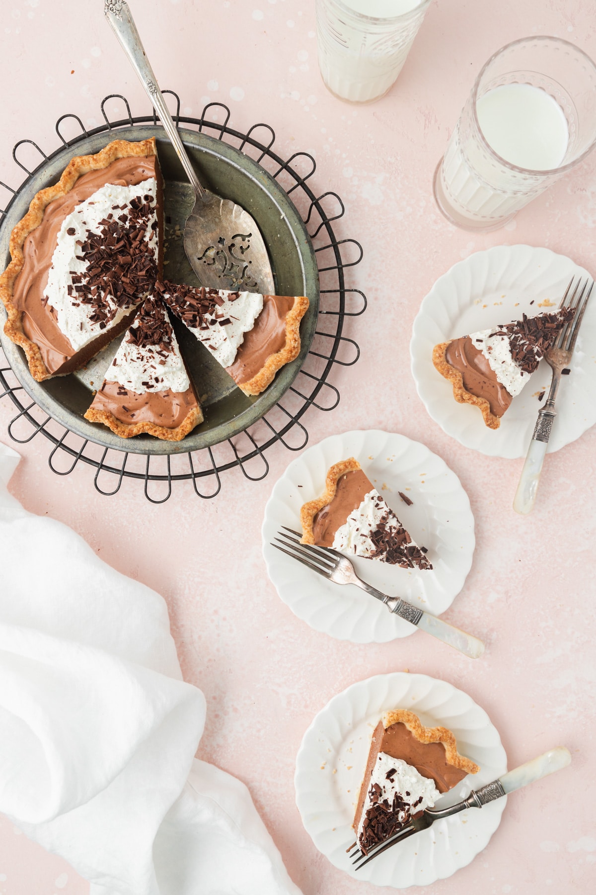 french silk pie cut into slices