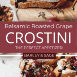balsamic roasted grape crostini pin