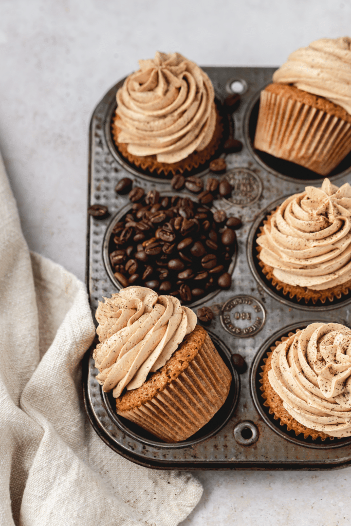 espresso cupcakes in old muffin tin