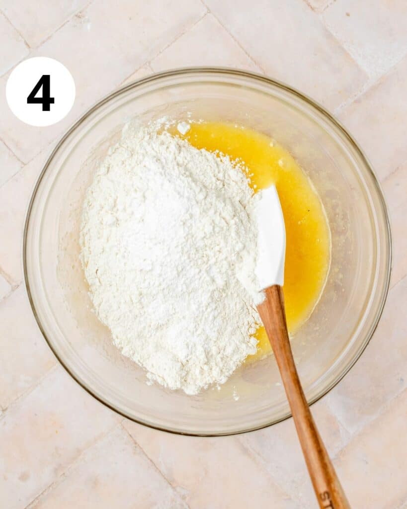 folding flour into egg mixture