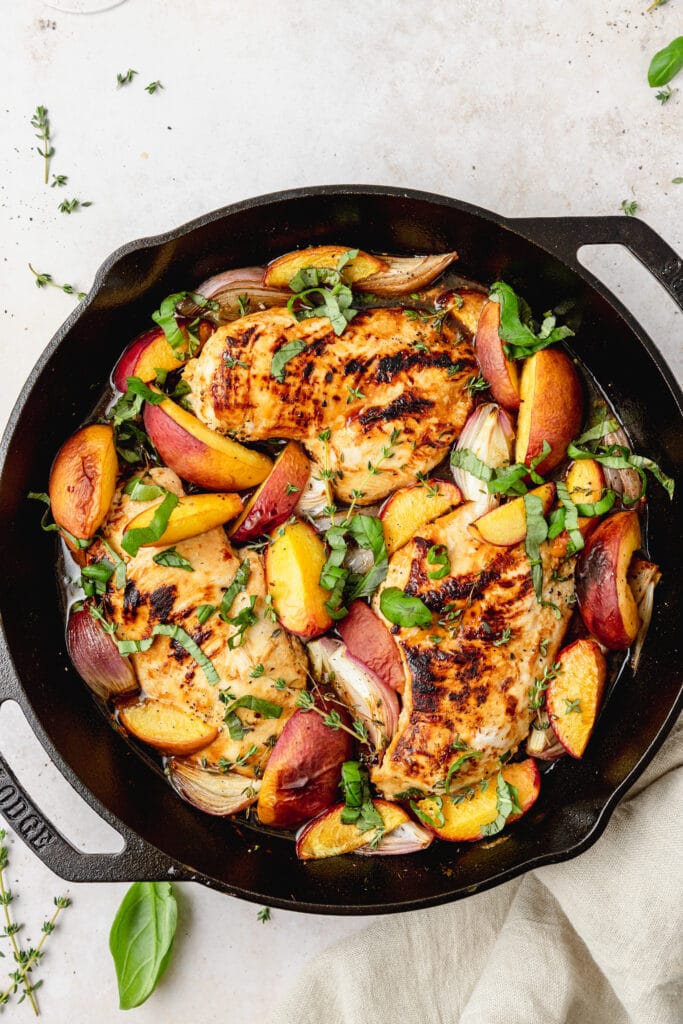 roasted chicken with peaches
