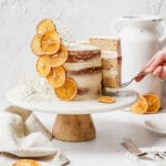 close up shot of orange cardamom layer cake
