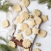 close up shot of brown butter stamp cookies