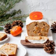 close up shot of persimmon loaf cake