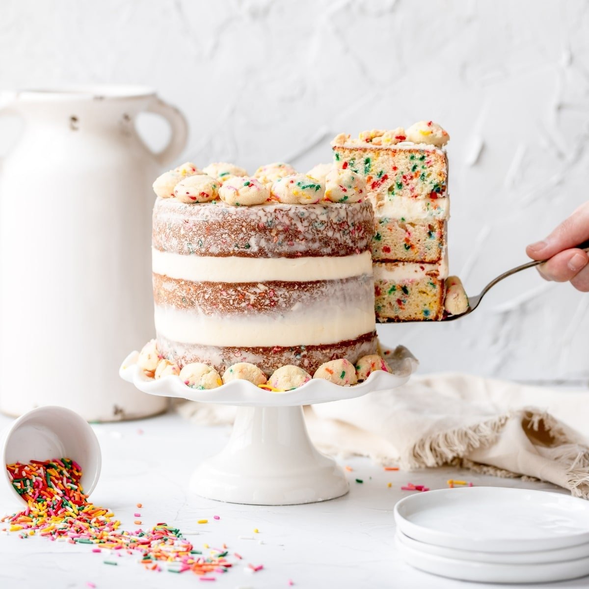 close up shot of birthday cake layer cake