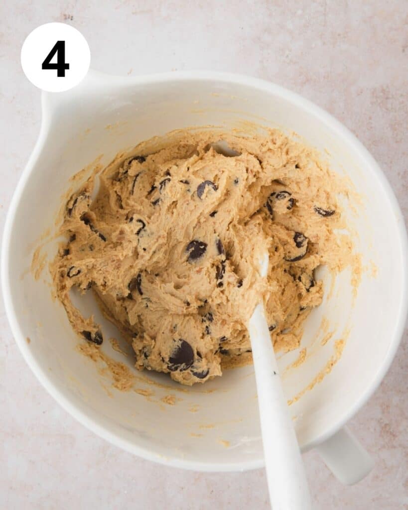 chocolate chip toffee cookie dough in bowl