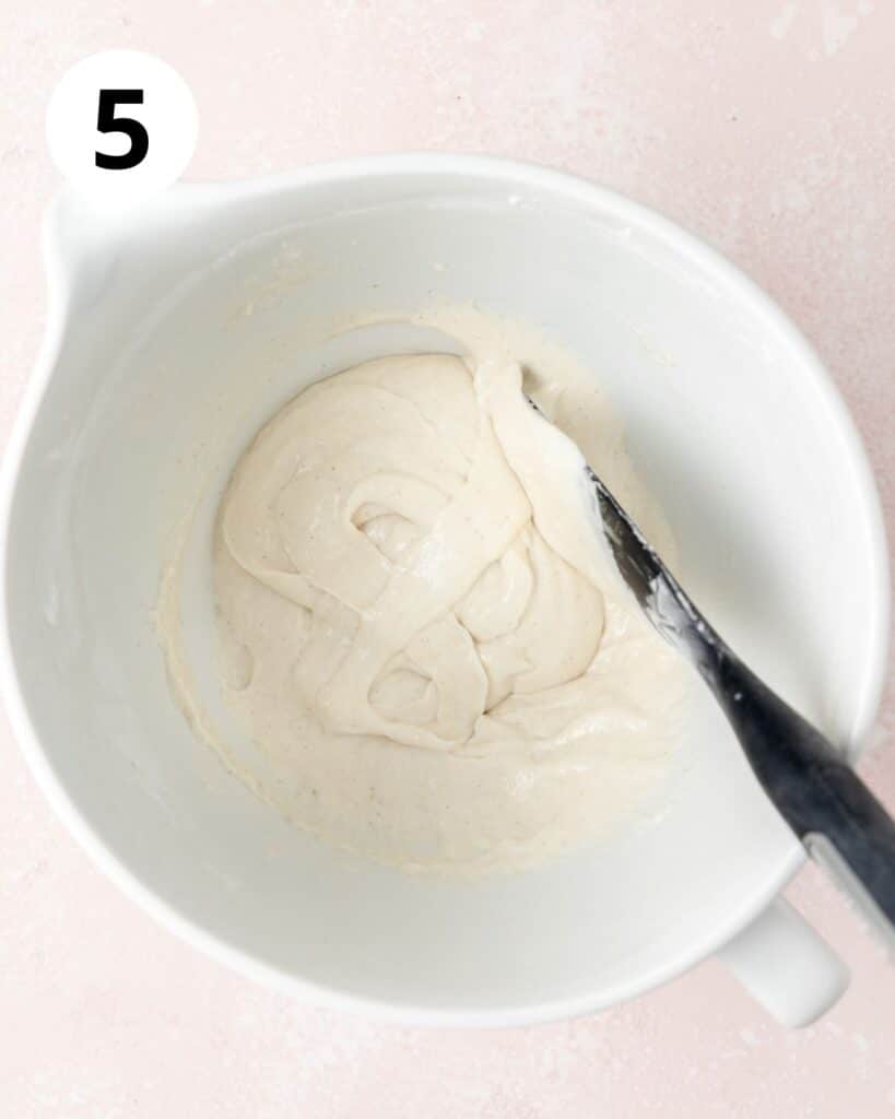 vanilla bean macaron batter forming figure 8