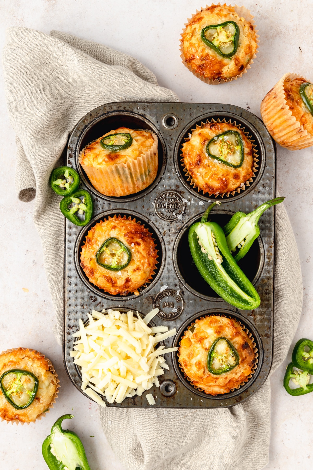 jalapeno cornbread muffins with cheese.