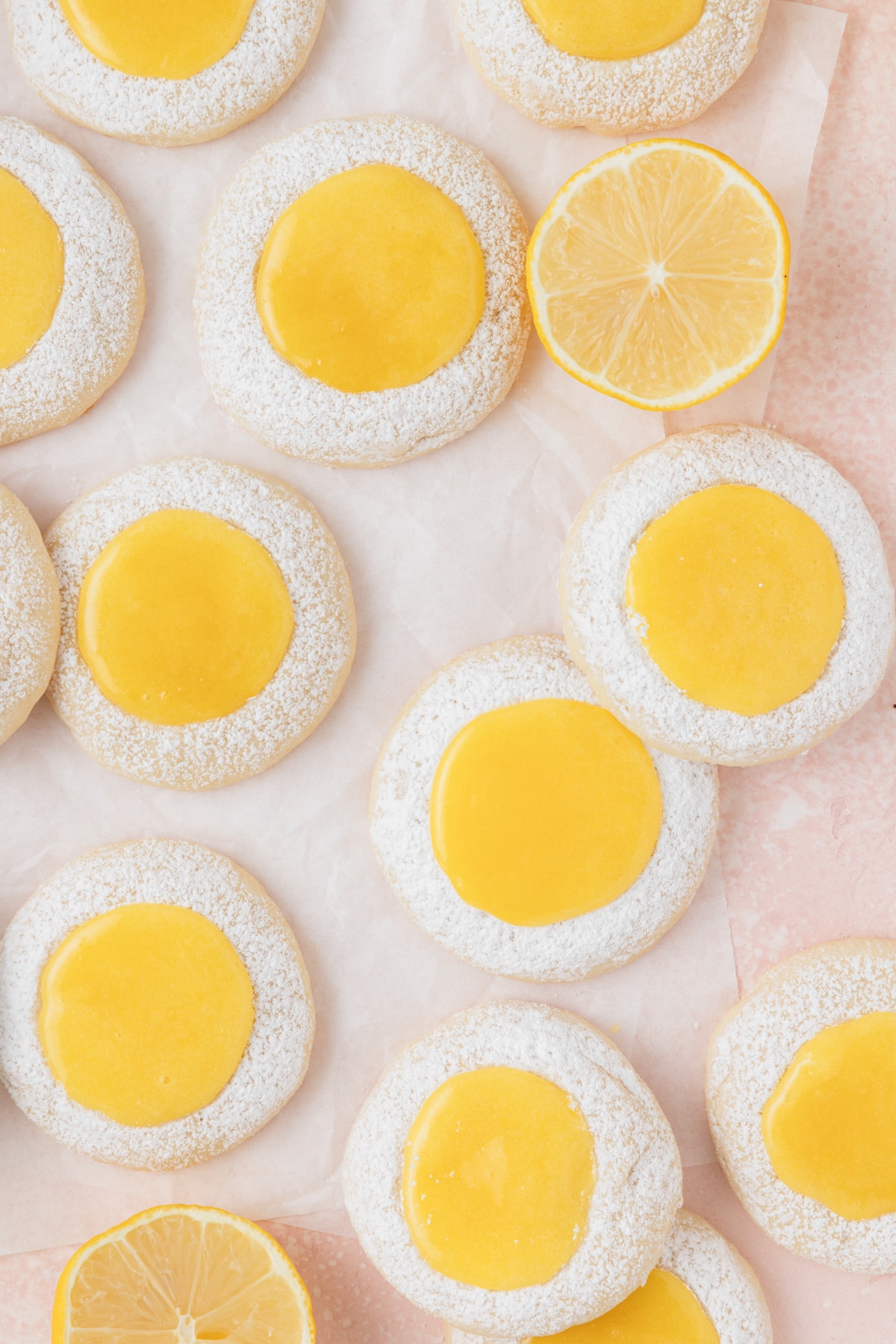 top view of lemon curd cookies