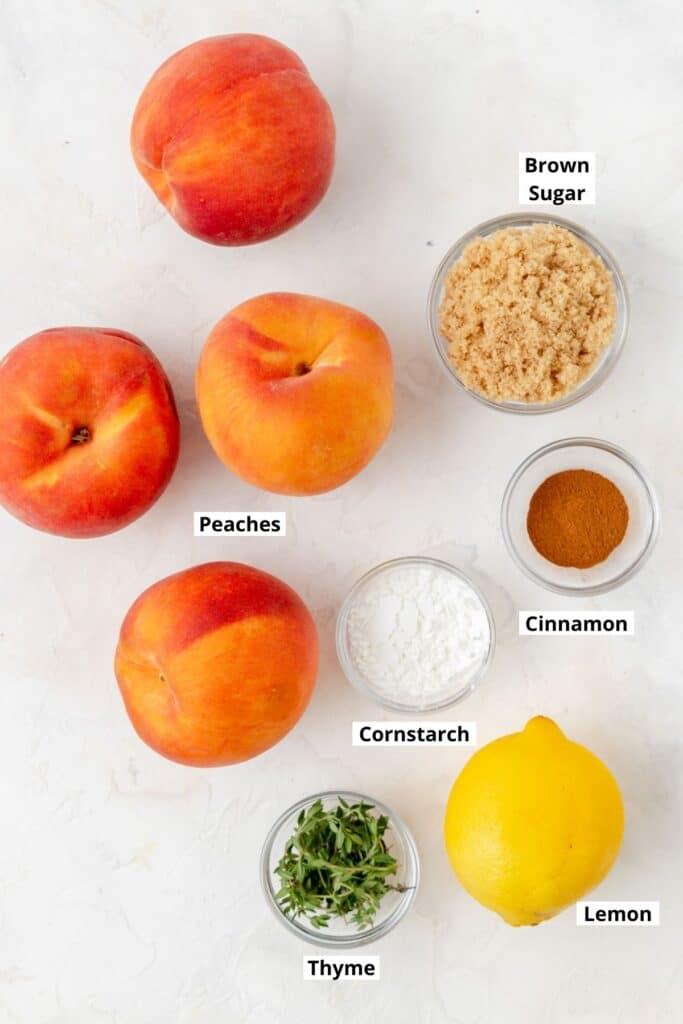 labeled shot of peach filling ingredients 