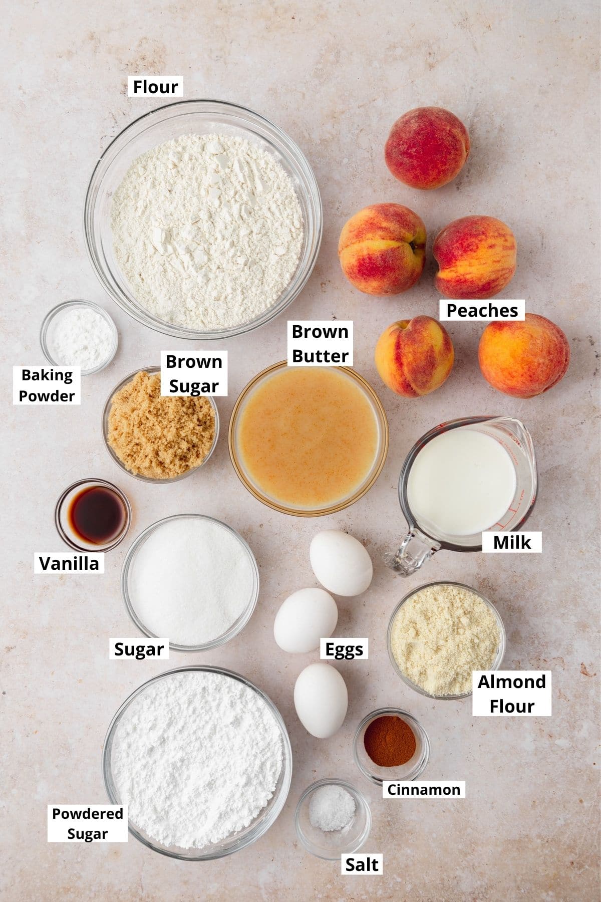 peach layer cake labeled ingredients