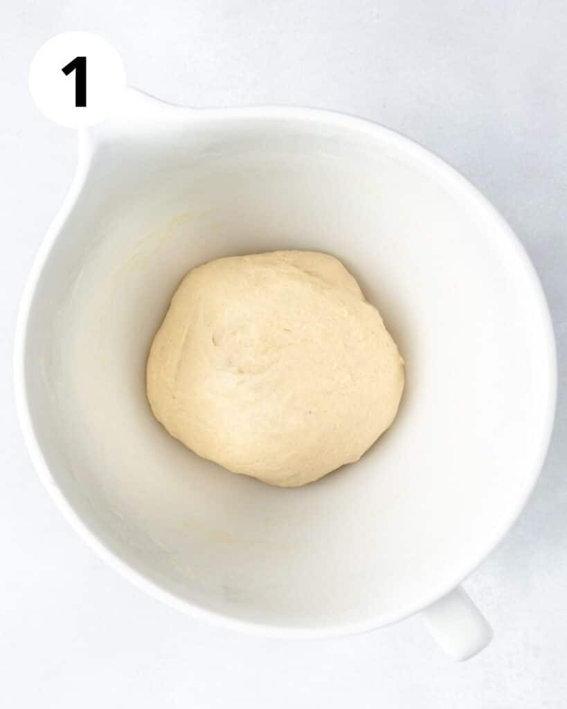 sourdough bagel dough in bowl