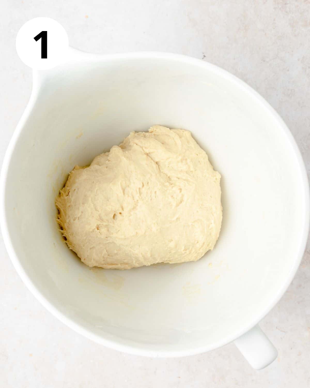 donut dough in mixing bowl