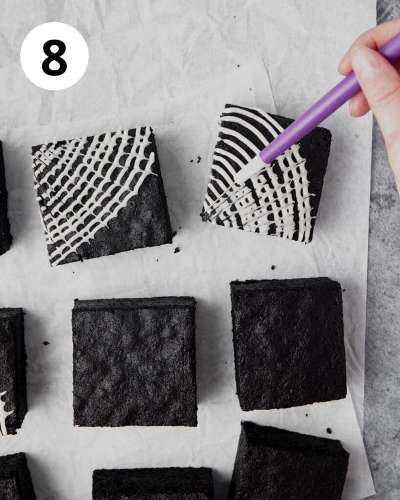 painting on black cocoa brownies 
