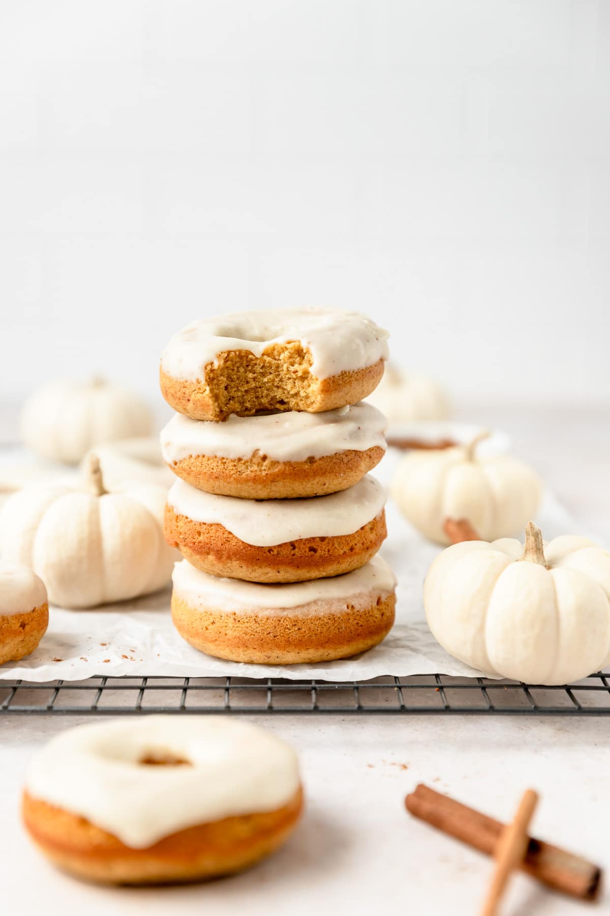 stack of brown butter pumpkin donuts 