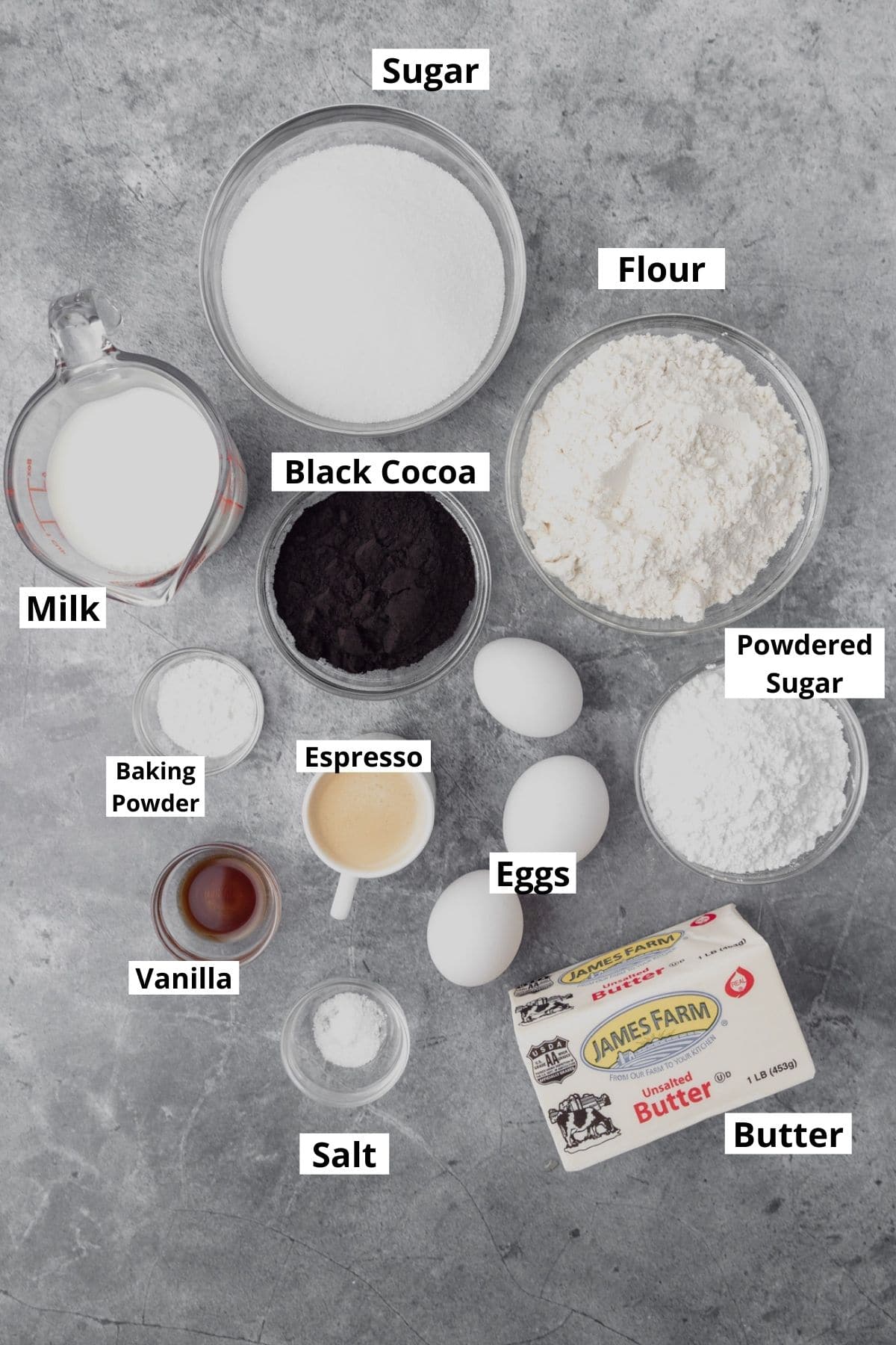 ingredients for black cocoa halloween cake