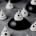 super close up of ghost meringue cookies
