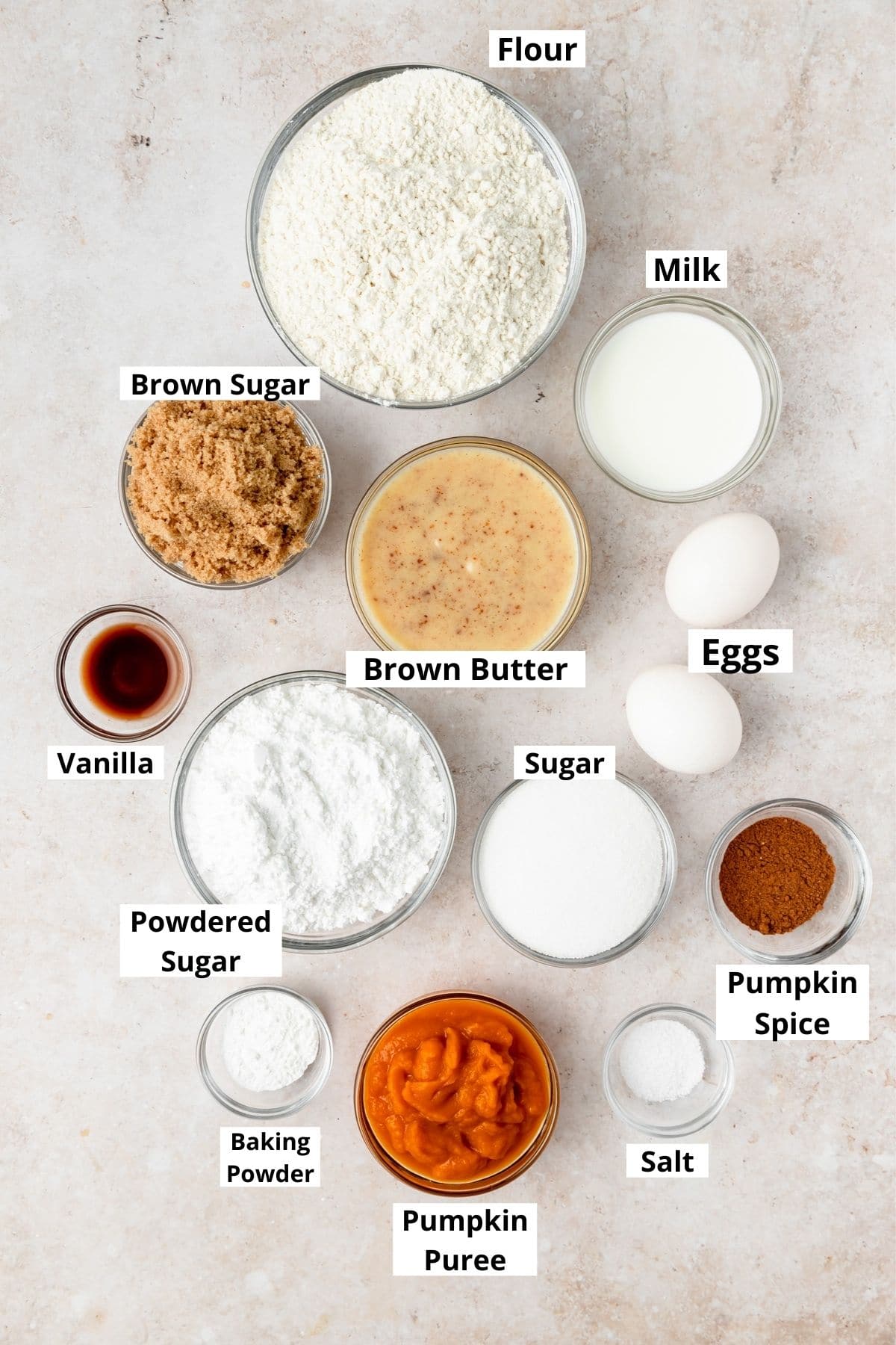 ingredients for pumpkin baked donuts 