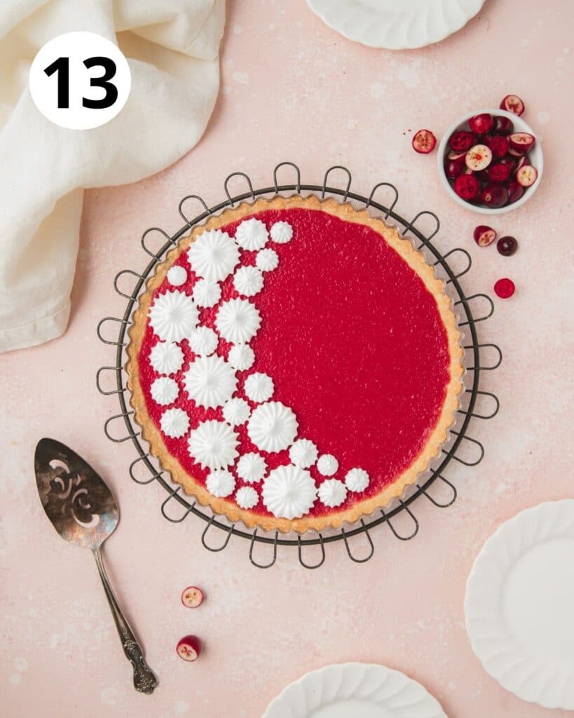 cranberry curd tart with meringue on top
