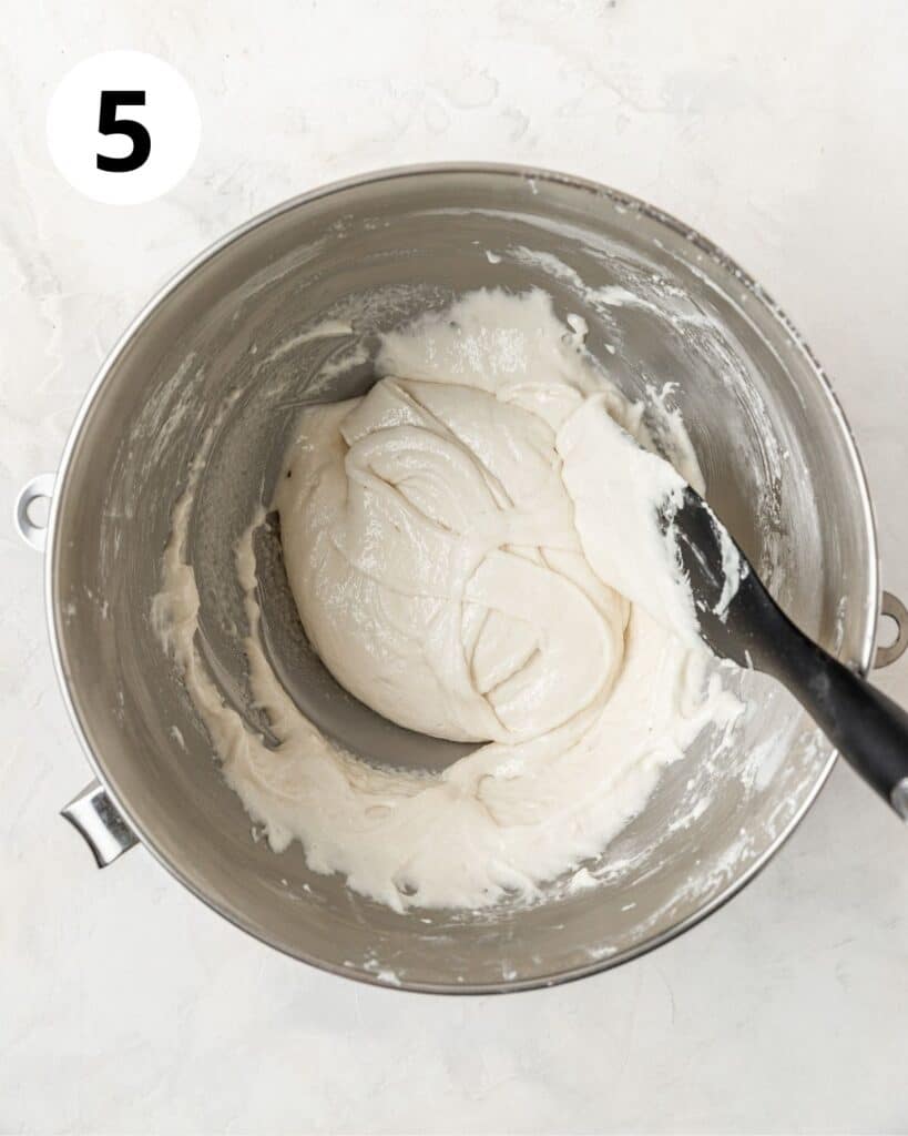 white macaron batter with figure 8