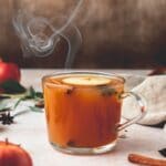 close up of apple pie moonshine hot toddy