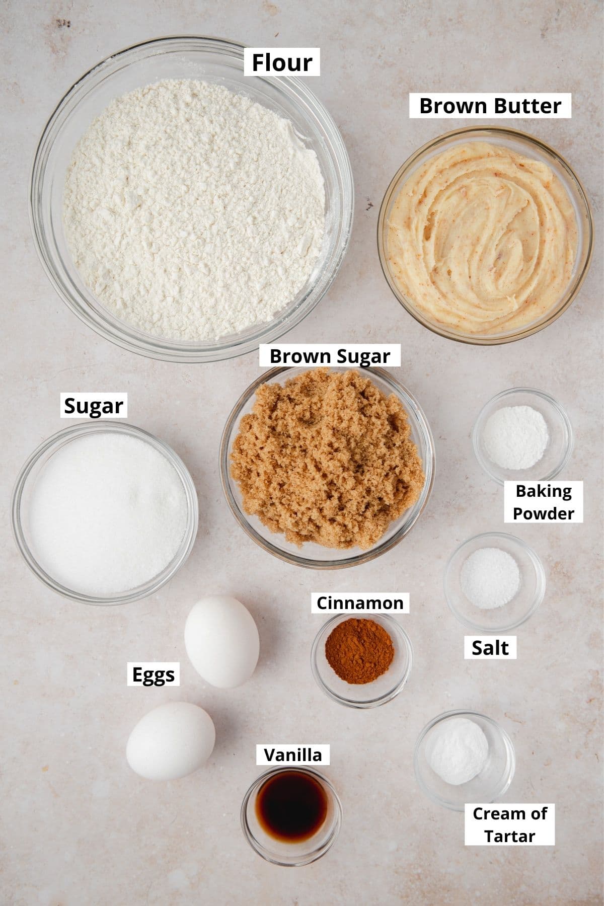 labeled shot of snickerdoodle cookie ingredients 