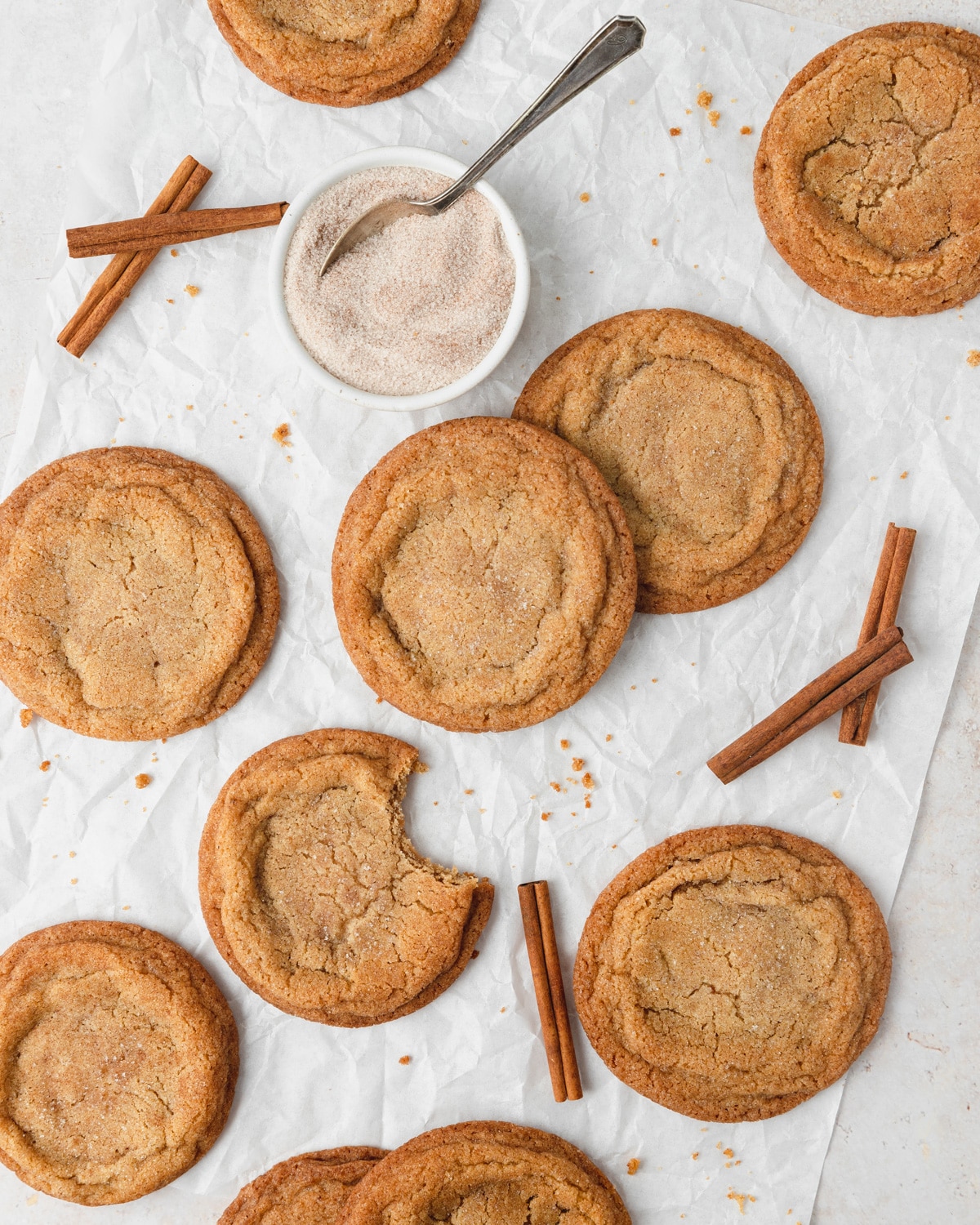 brown butter snickerdoodles with cinnamon sticks