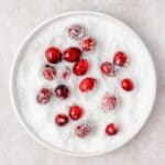 close up shot of sugared cranberries