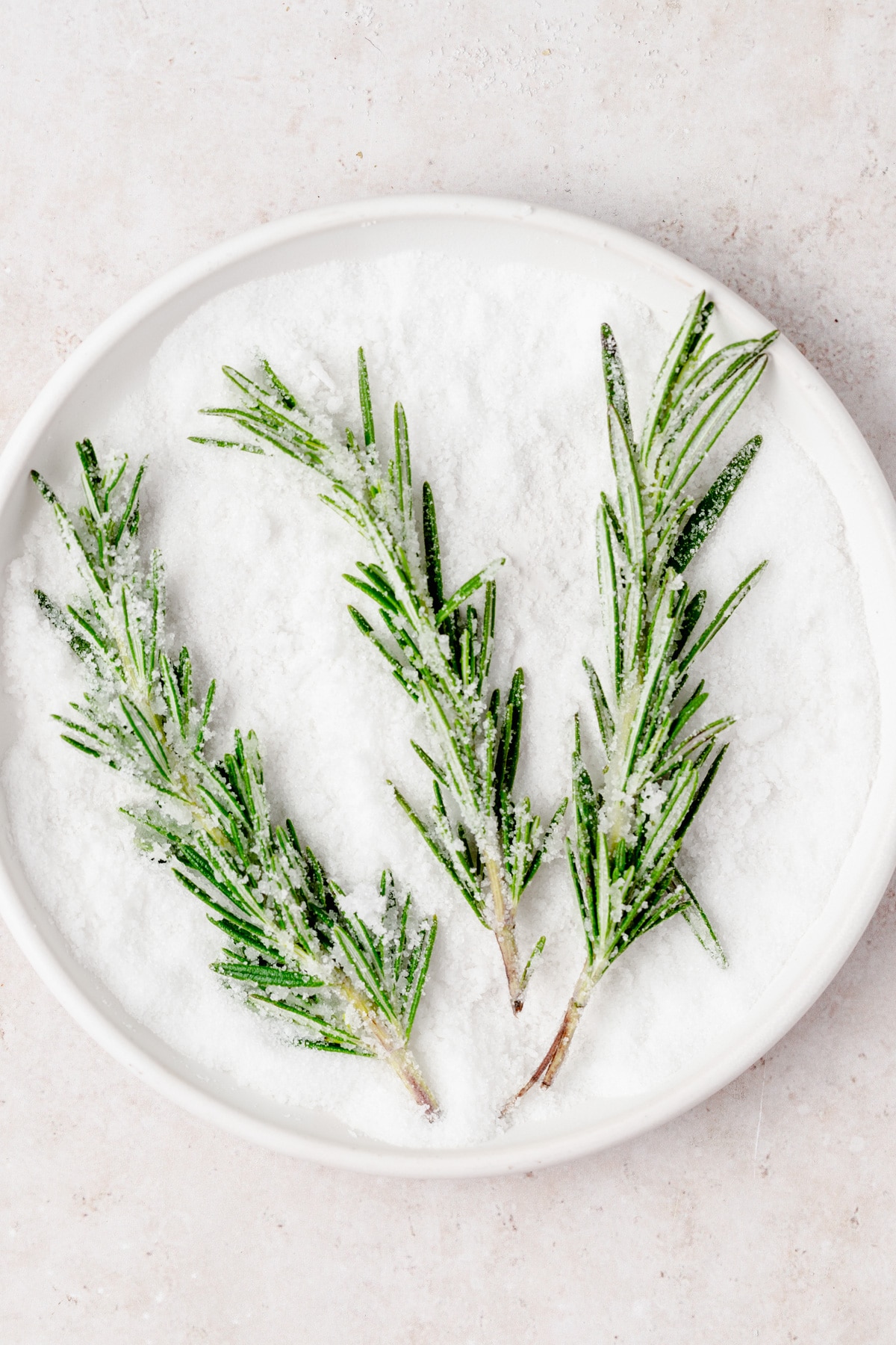 sugared rosemary on plate
