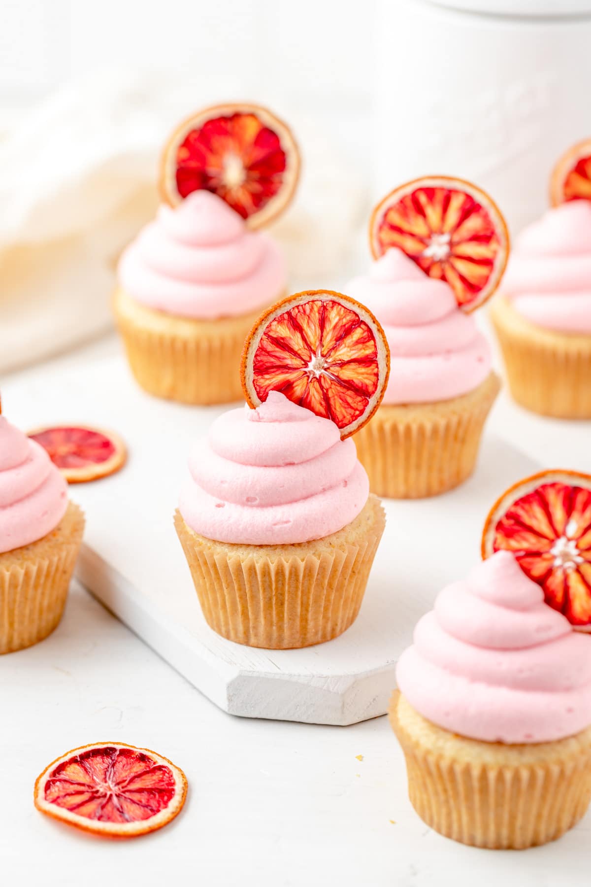 cardamom cupcakes with blood orange frosting