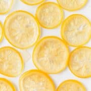 close up shot of candied lemon slices