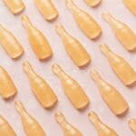 close up of champagne gummies