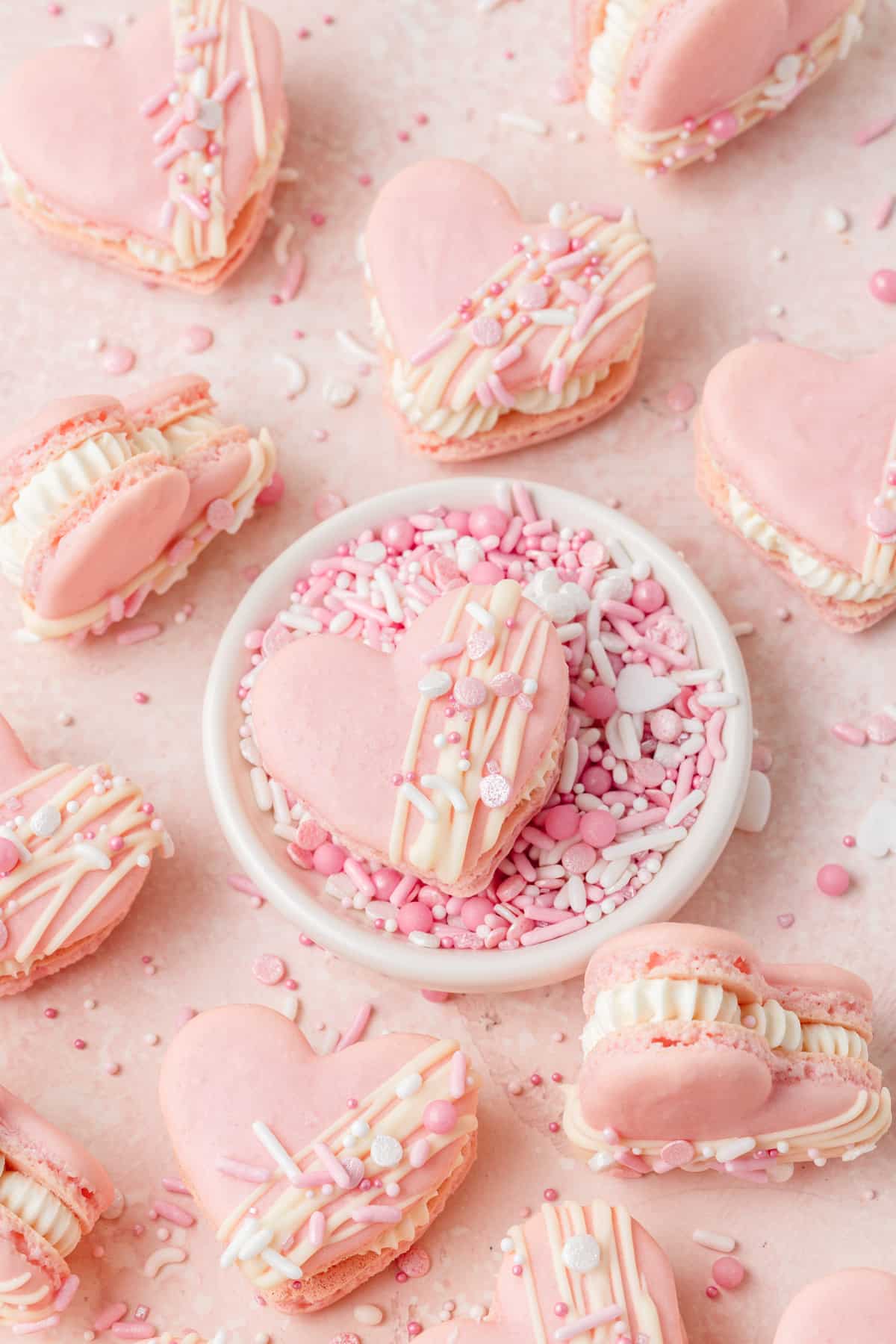 heart macarons for valentine's day.
