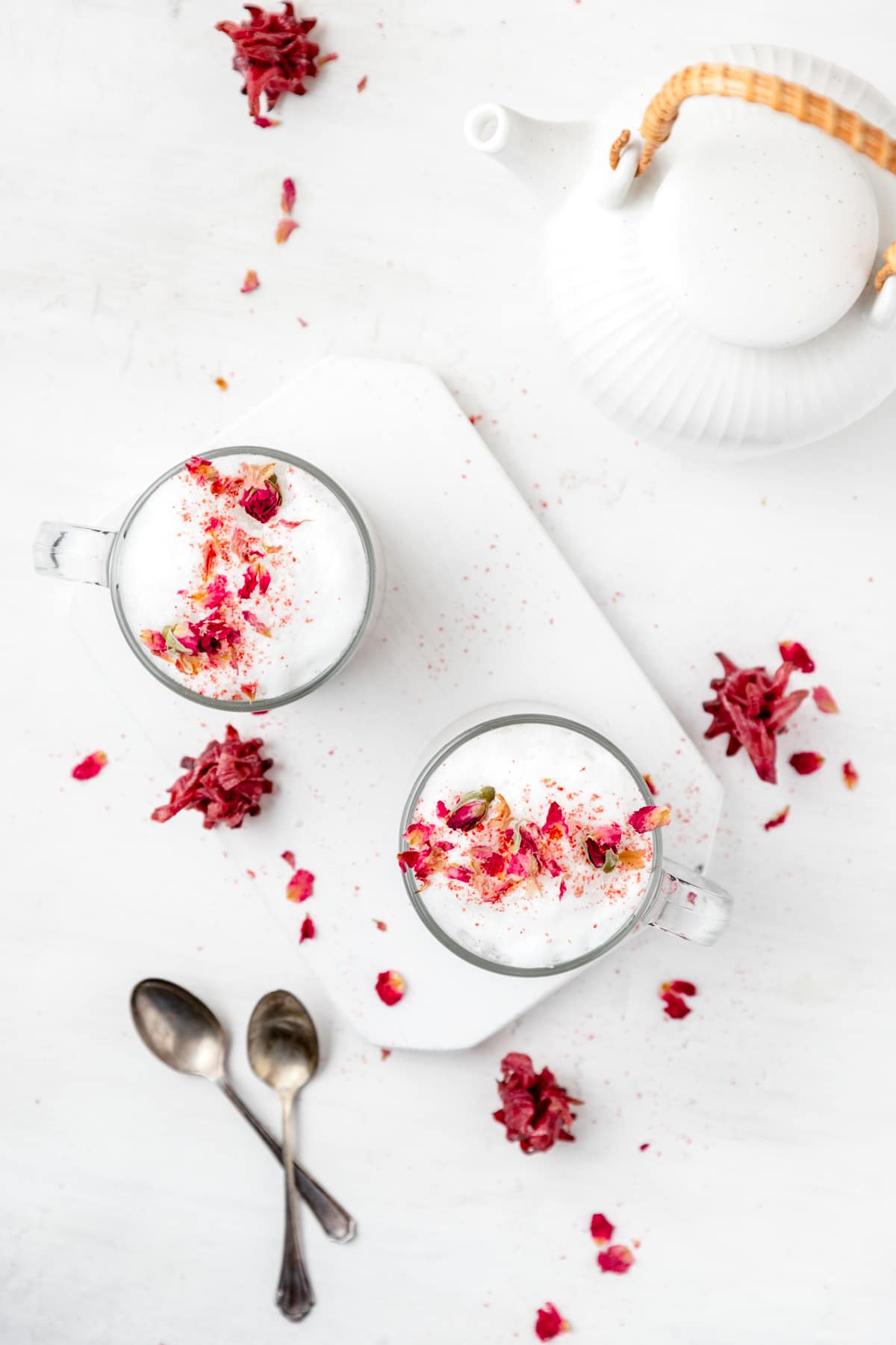 top view of hibiscus rose latte