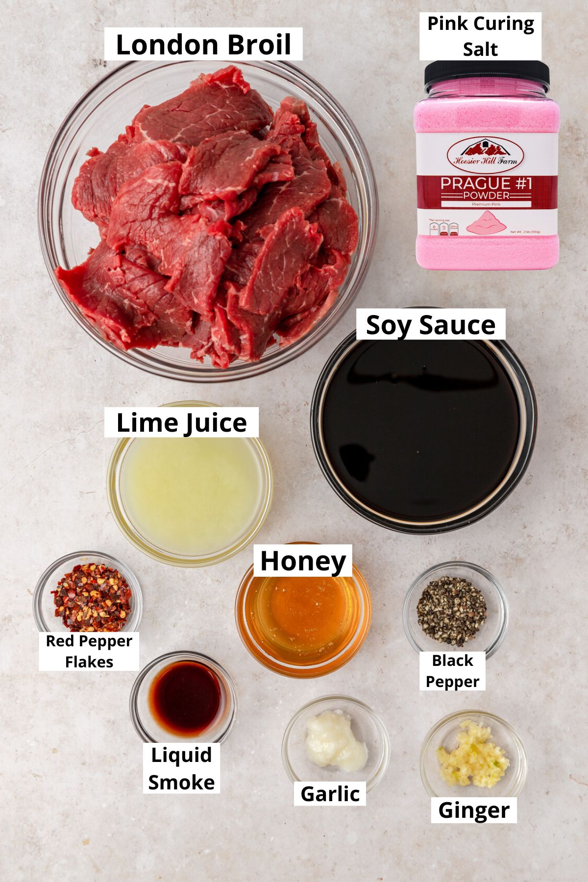 ingredients for homemade beef jerky.