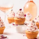 close up of rosé cupcakes