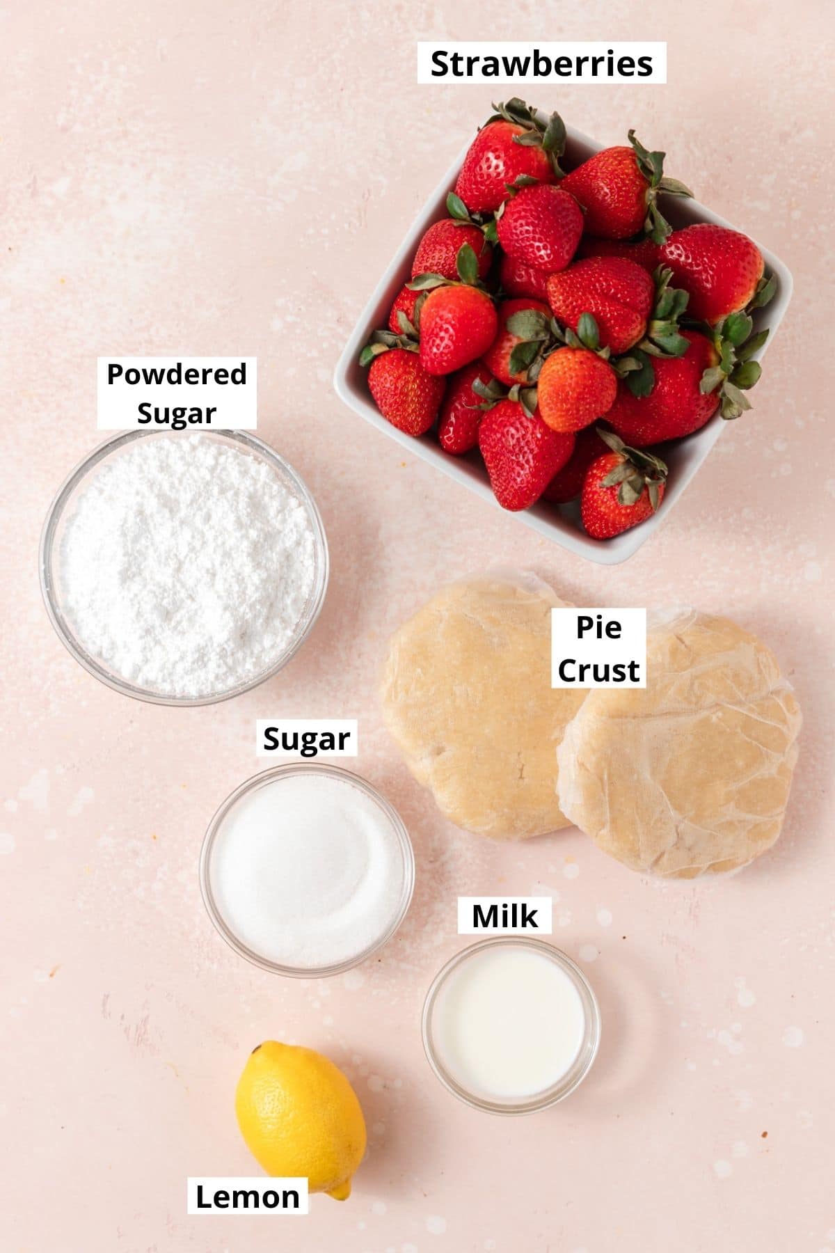 labeled ingredients for strawberry hand pies