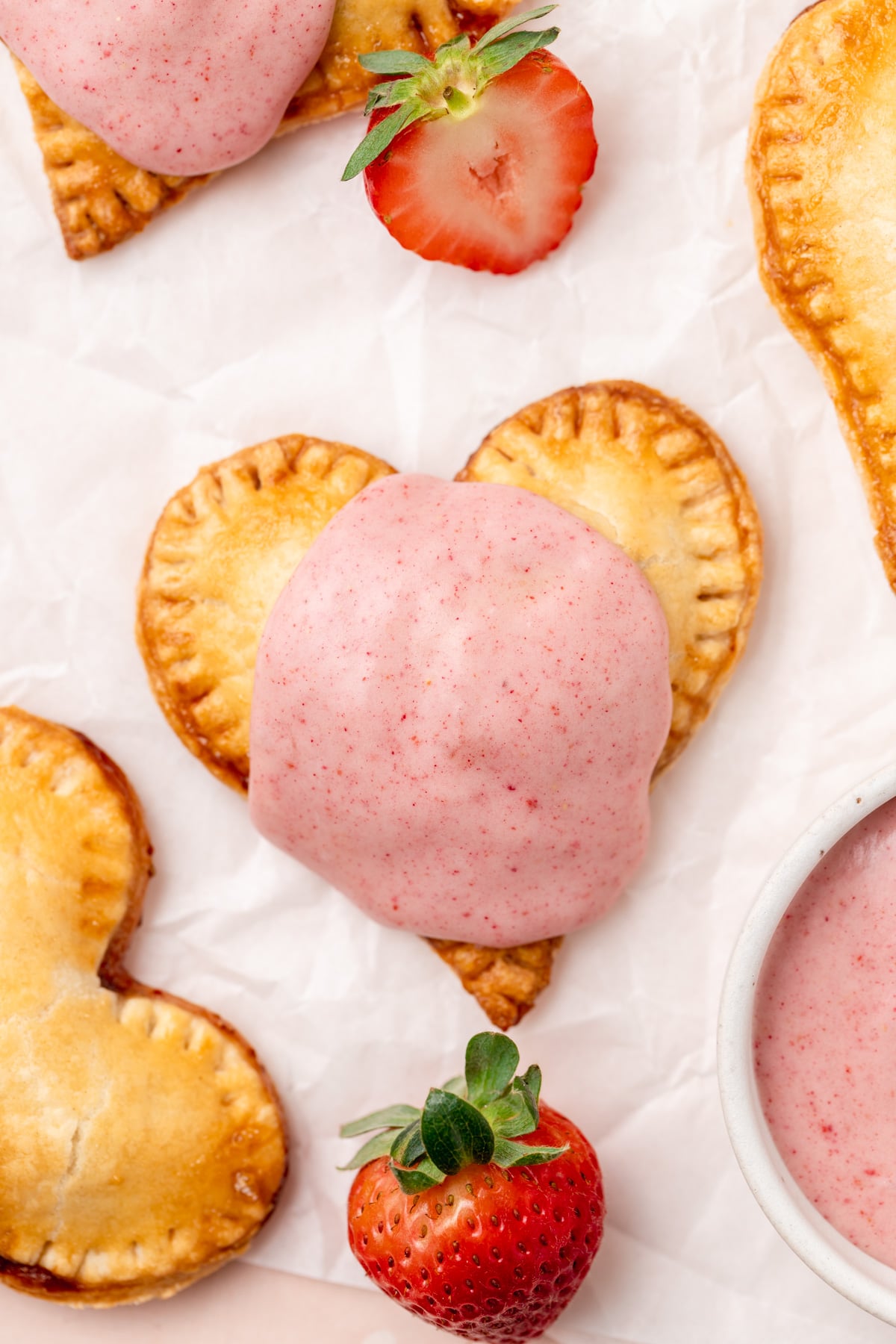 strawberry hand pies shaped like hearts.