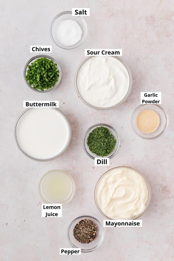 ingredients for buttermilk ranch.