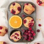 close up shot of cranberry orange muffins.