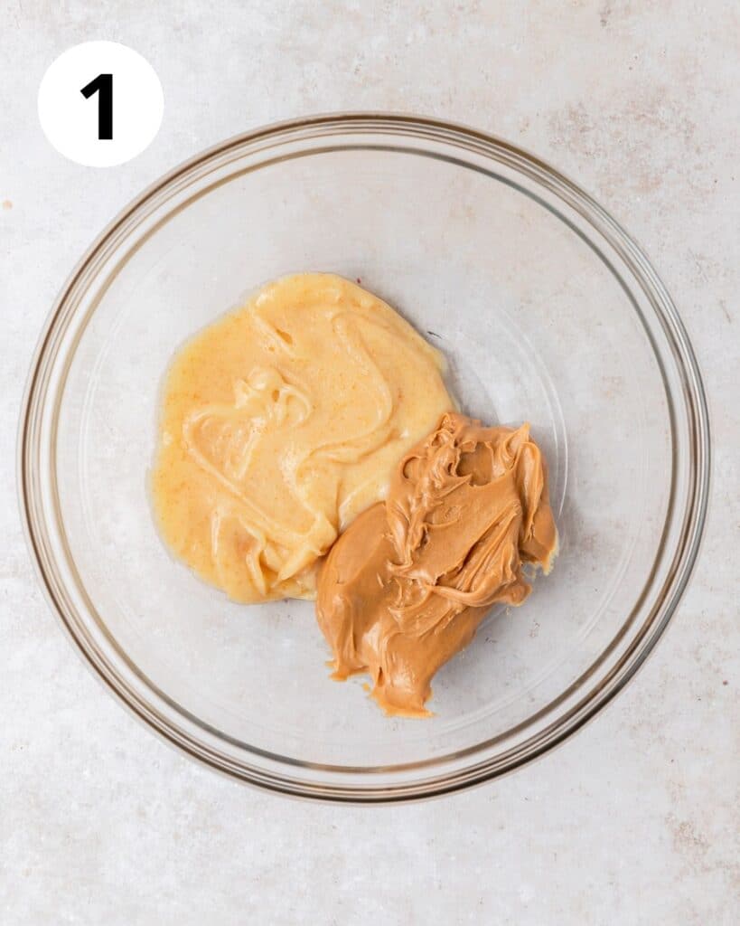 brown butter and peanut butter in bowl.