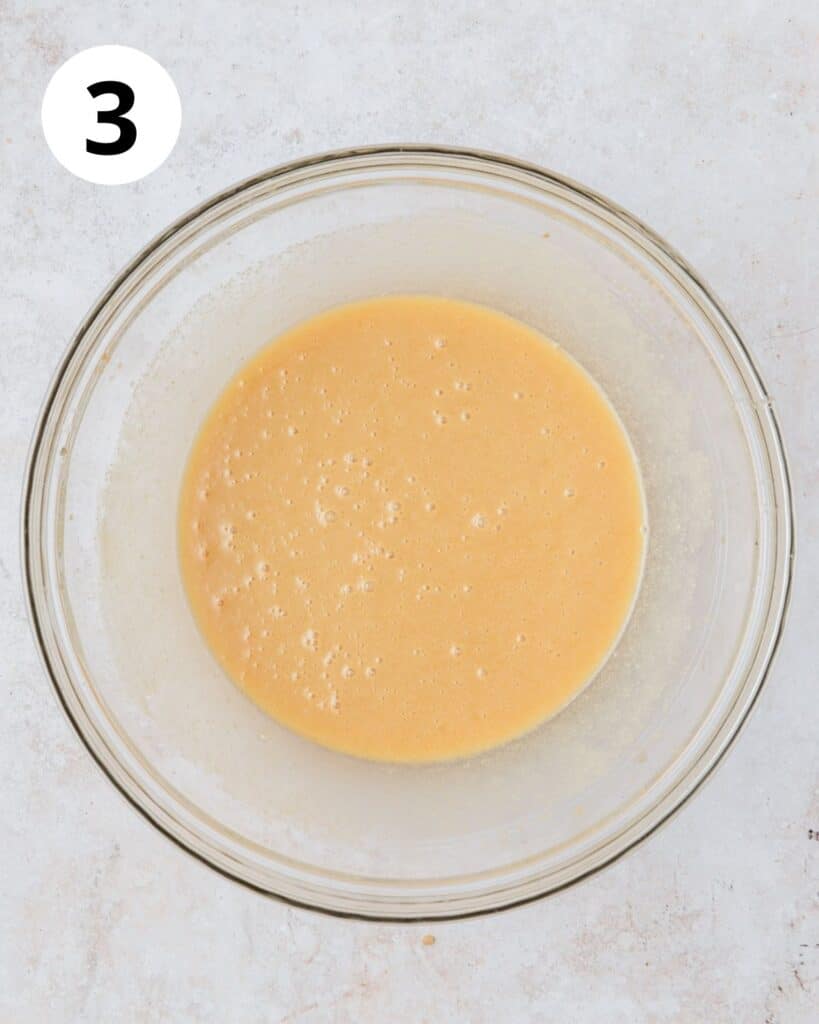butter, sugar, and eggs, whisked together.