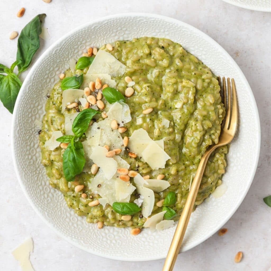 Pesto Risotto with Toasted Pine Nuts Recipe Barley & Sage