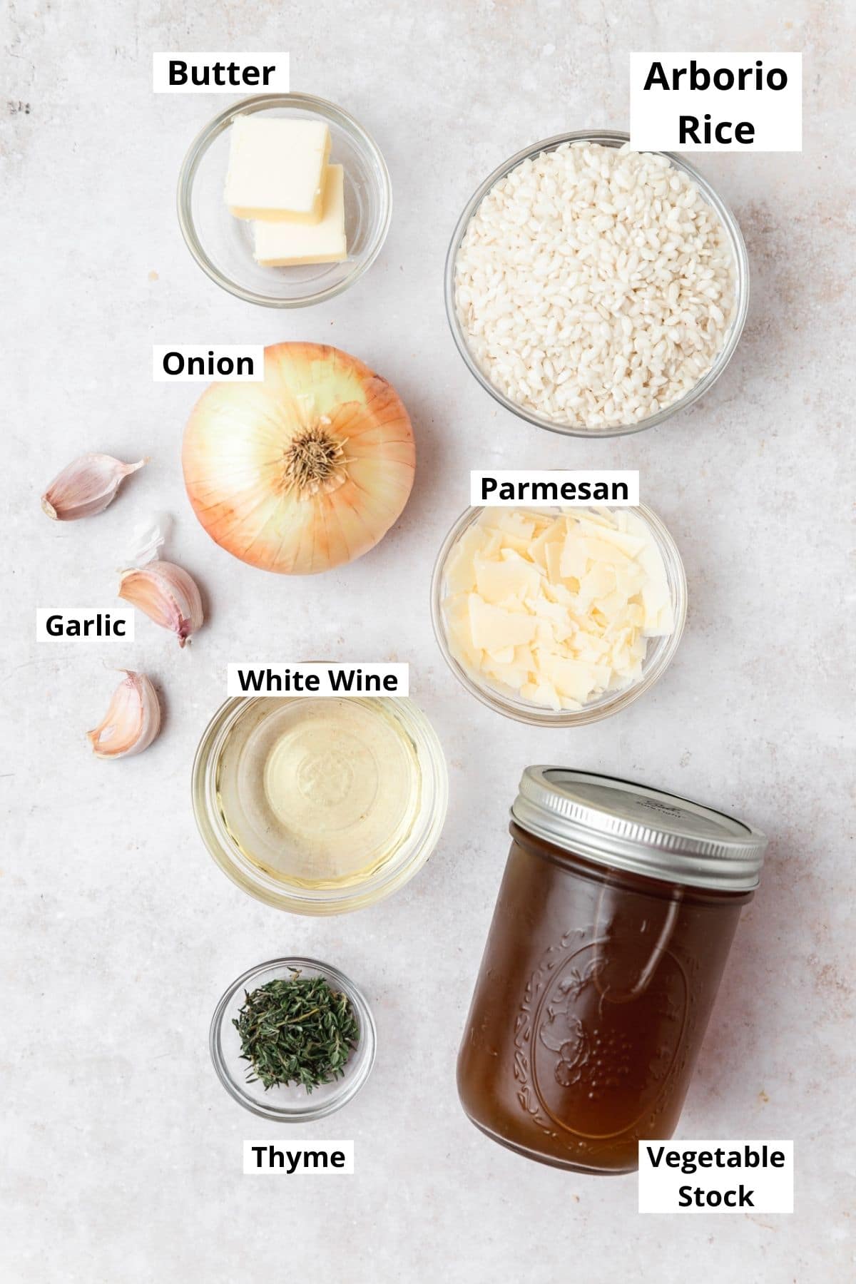 simple parmesan risotto ingredients. 