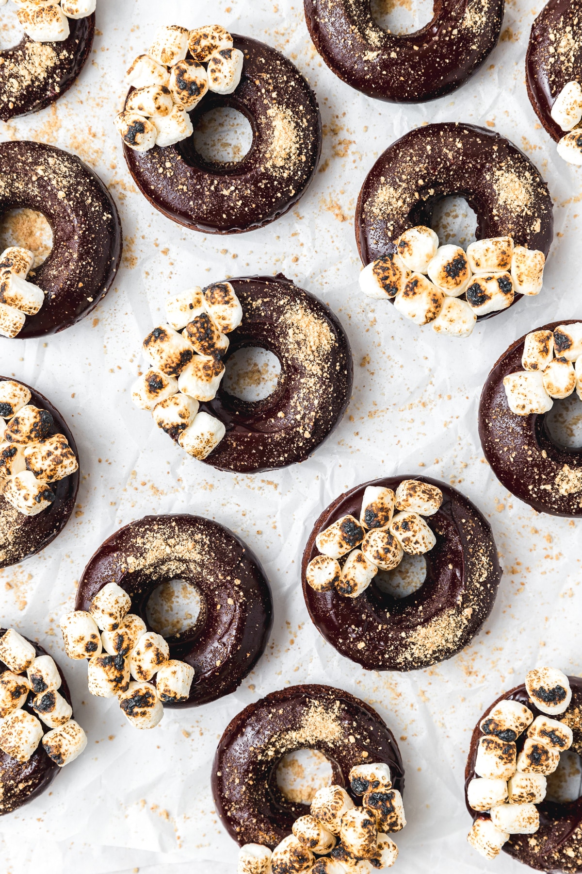 s'mores donuts with toasted marshmallows. 