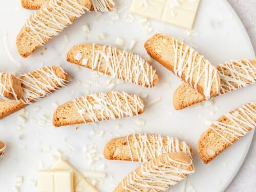 Luxurious white chocolate macadamia nut biscotti